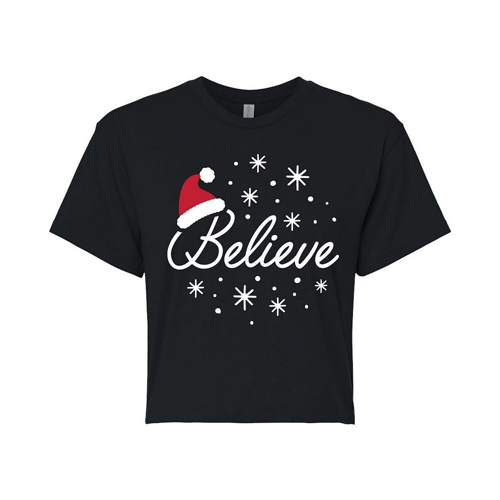 

Укороченная футболка Juniors' Believe With Santa Hat Licensed Character, черный