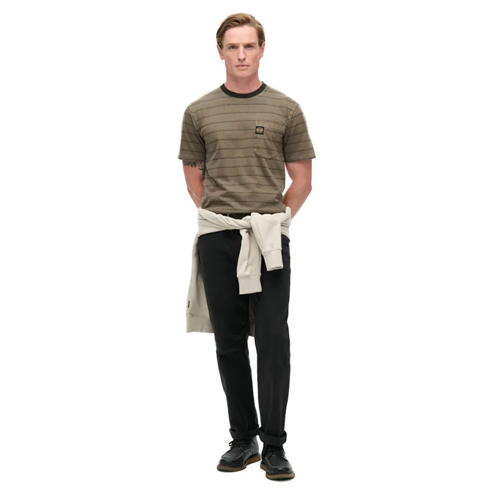 Футболка с коротким рукавом Superdry Textured Stripe Pocket, коричневый — фото 2