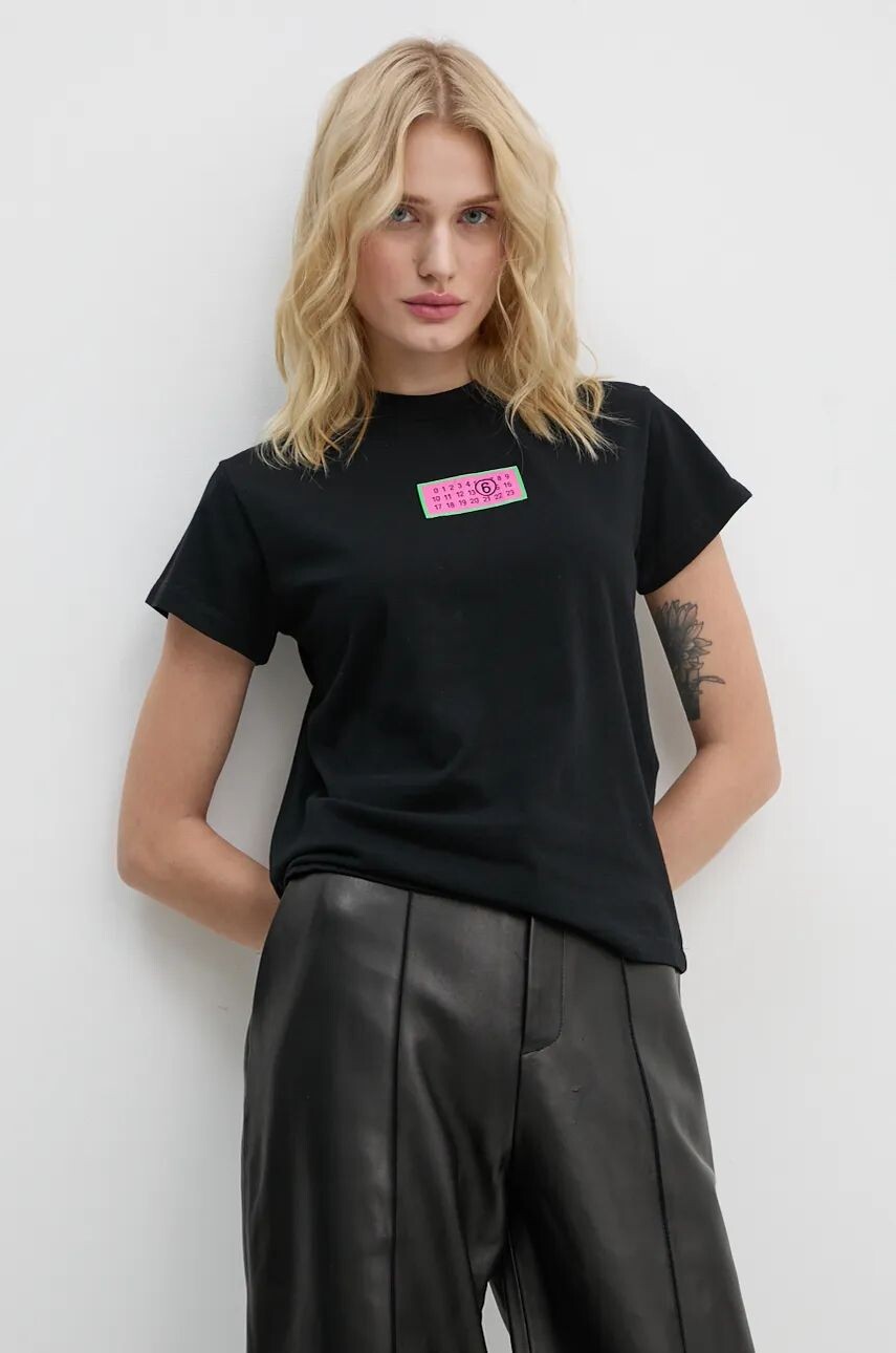 

Хлопковая футболка MM6 Maison Margiela, черный