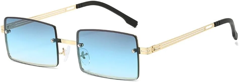 

Солнцезащитные очки UV400 с металлическим градиентом, без оправы, для женщин и мужчин, для бега и занятий спортом на открытом воздухе UYPTK, Gold-grayblue