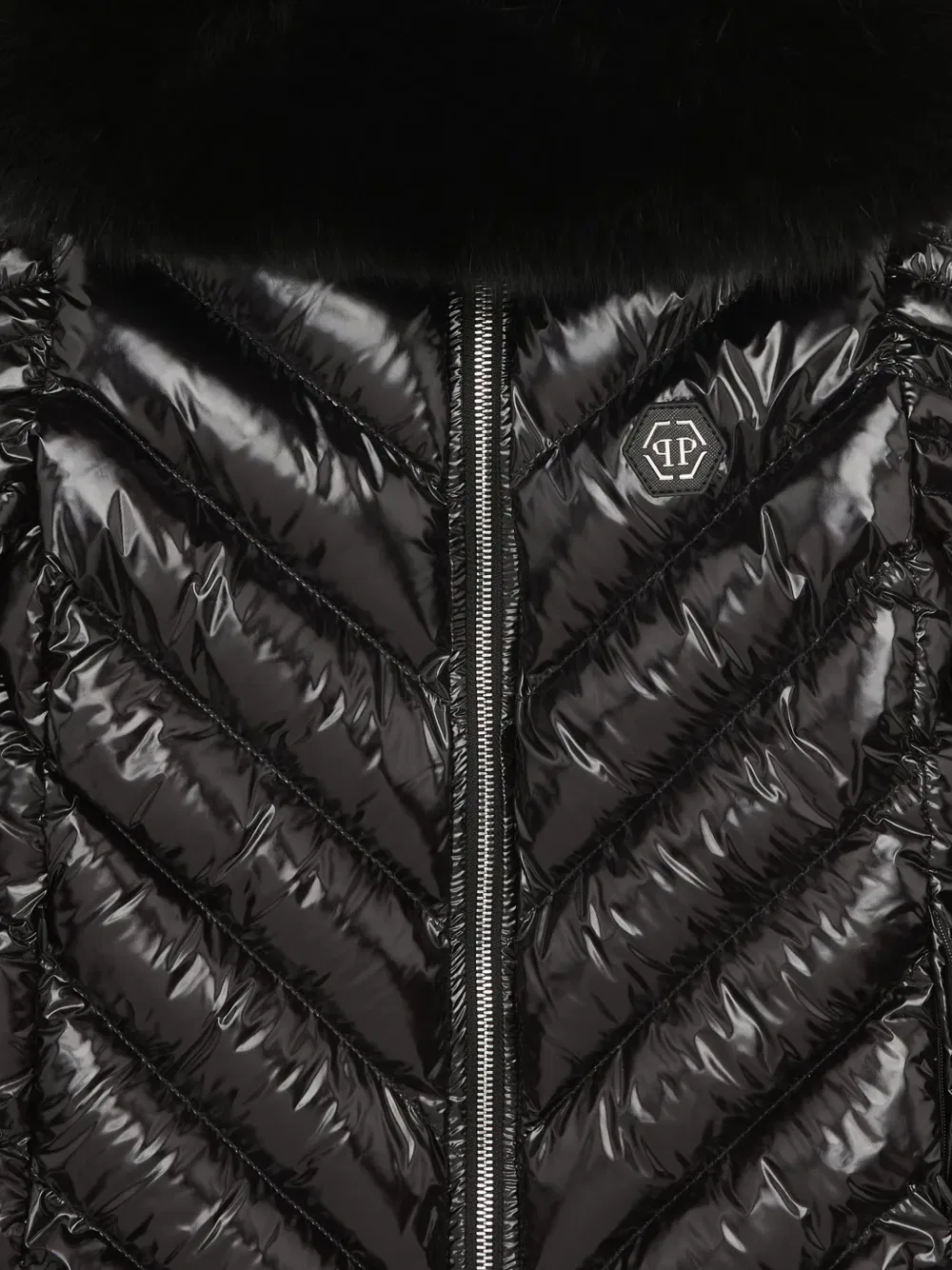 Пуховая куртка с монограммой Fox Philipp Plein Junior, черный — фото 3