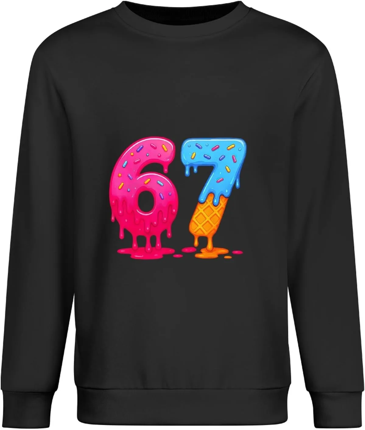 Generic Футболка с капюшоном Fun 6 7 Six Seven Ice Cream Drip, мягкая винтажная, с длинным рукавом, весенняя мода — фото 4