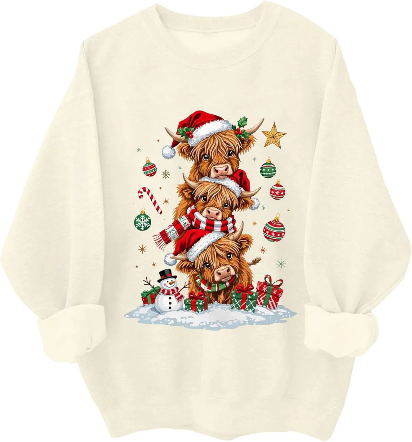 

Свитшот Christmas Cow с длинными рукавами для женщин и мужчин Relliot