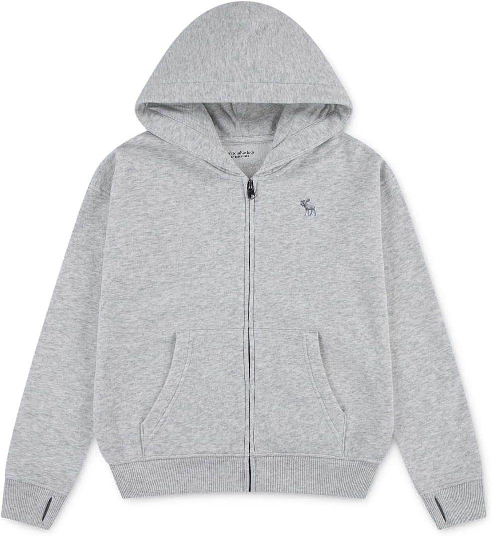 

Худи abercrombie kids Essentials Full Zip Hoodie, цвет ANF Light Grey Heather