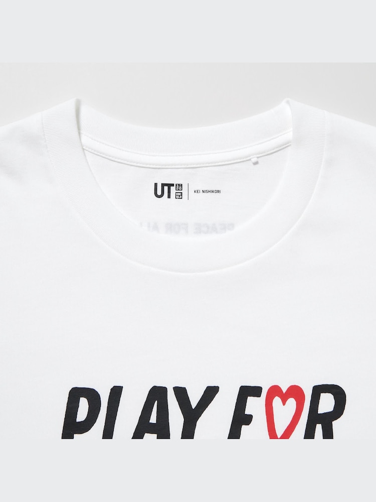 Футболка с графическим принтом «Мир всем» Uniqlo, цвет 00 белый — фото 4