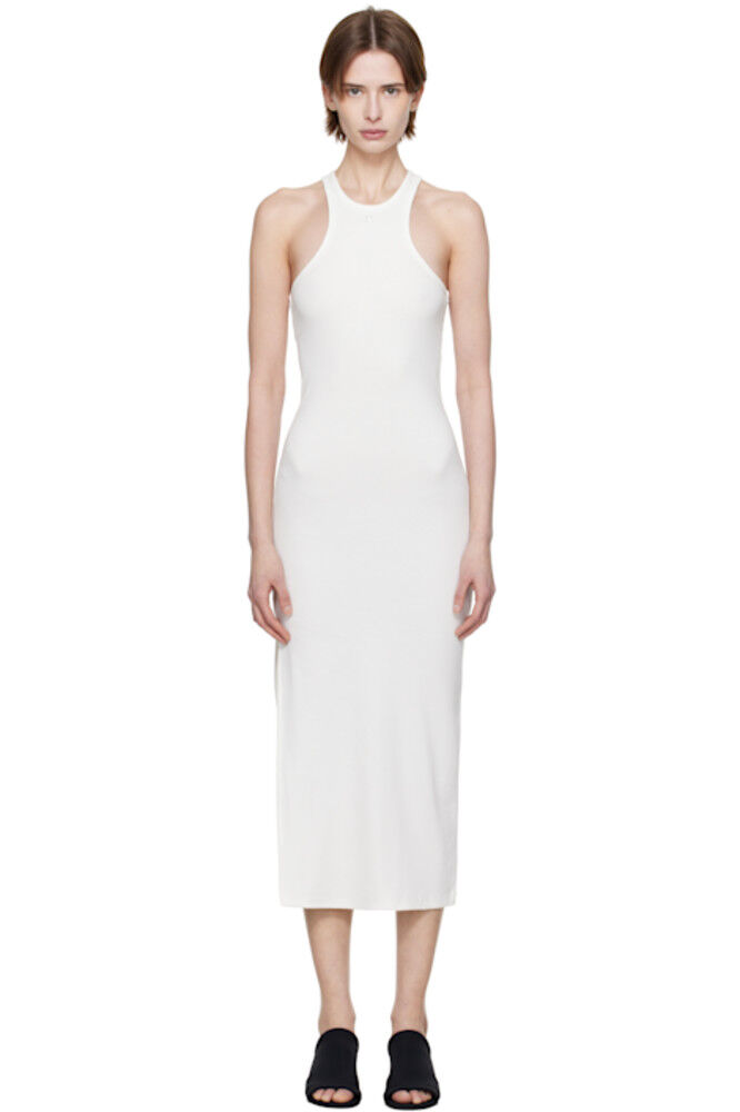 

Белое платье-миди в стиле 90-х в рубчик Courrèges