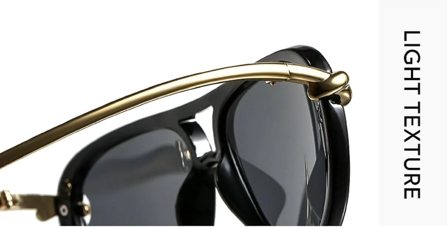 

Модные солнцезащитные очки-пилот для женщин и мужчин, в стиле ретро 70-х, большие очки с защитой от УФ-излучения UV400, золотистая металлическая оправа mincl, C3