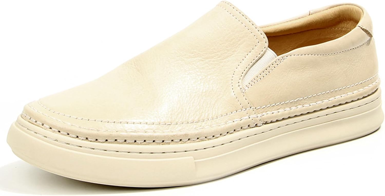 

Мужские лоферы WinDhana Plain - повседневные лоферы для мужчин из натуральной кожи коровы с толстой подошвой, модель 623-5, слоновая кость