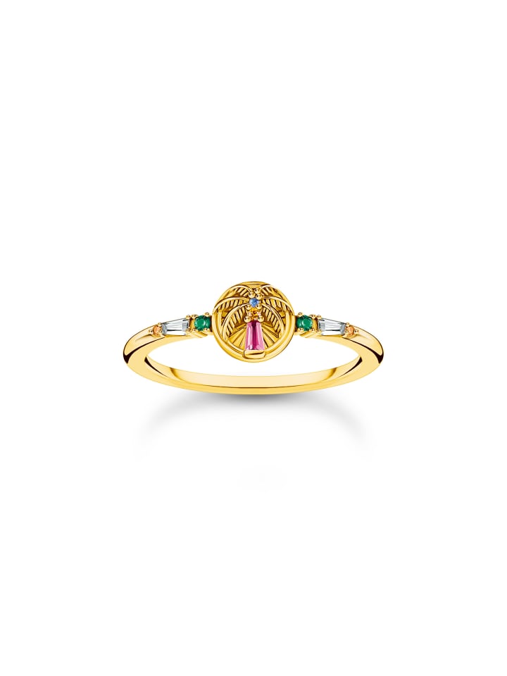 

Thomas Sabo Кольцо с изображением пальмы, золотое, разноцветное