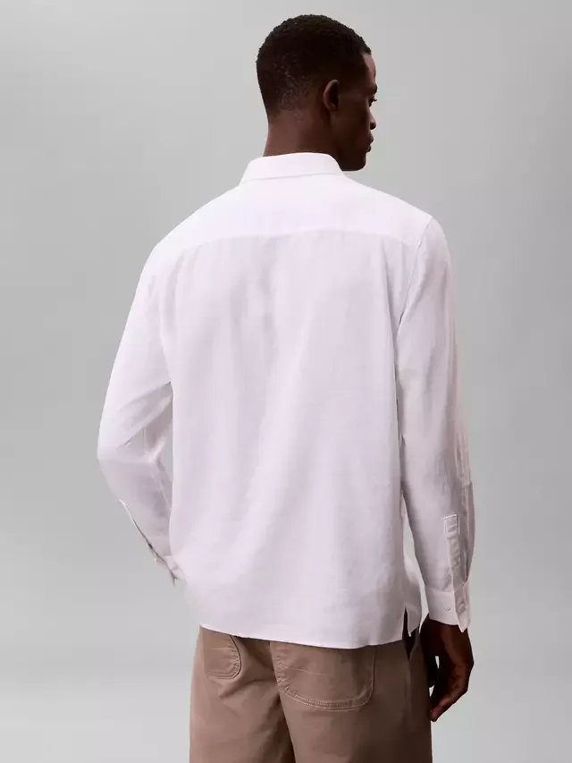 Рубашка из смесовой хлопковой ткани Calvin Klein, White — фото 3