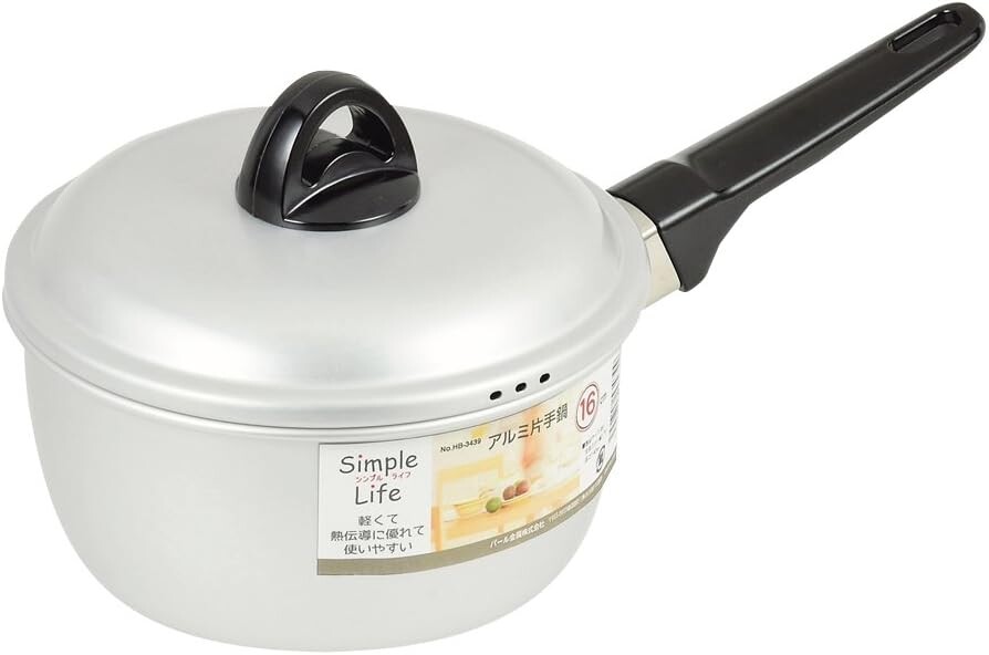 

Кастрюля Pearl Metal HB-3439 с одной ручкой, 6,3 дюйма (16 см), алюминий, только для газовых плит, Simple Life, Sliver