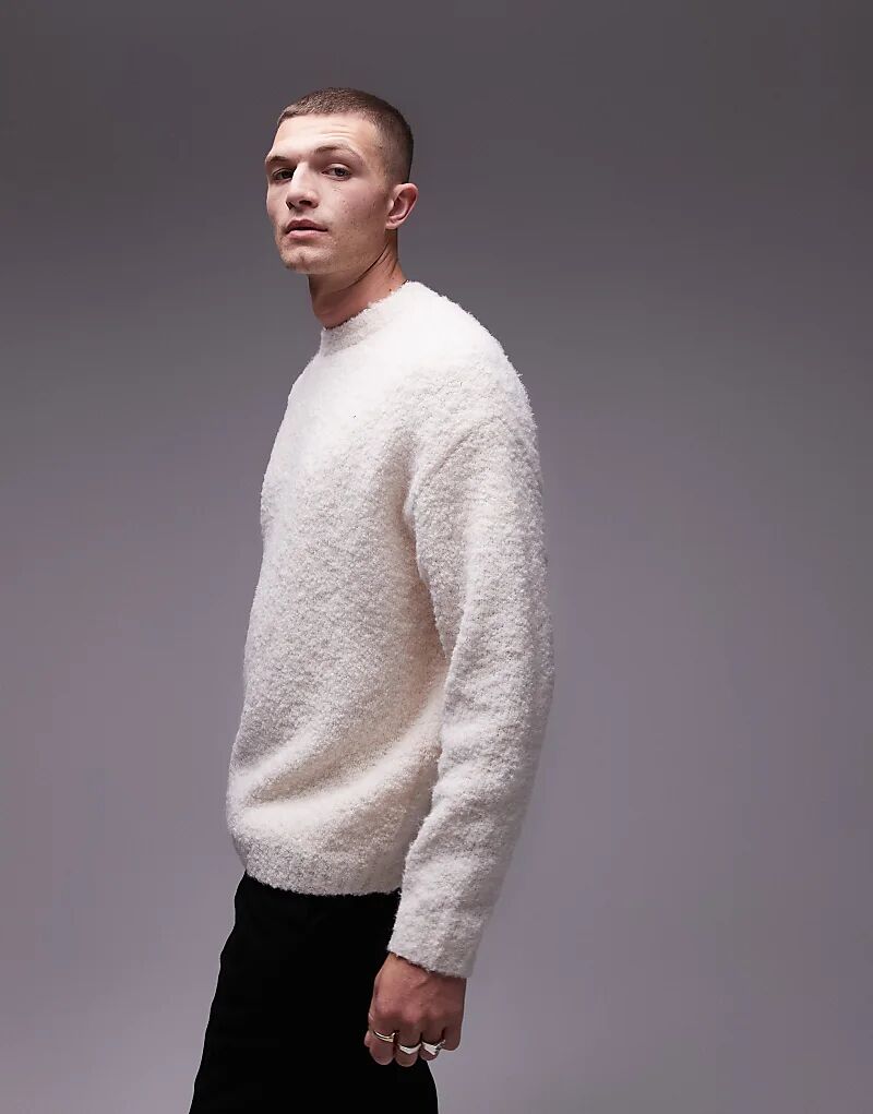 

Свободный джемпер из букле цвета овсянки Topman
