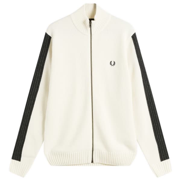 

Вязаный кардиган в рубчик на молнии Fred Perry, экрю
