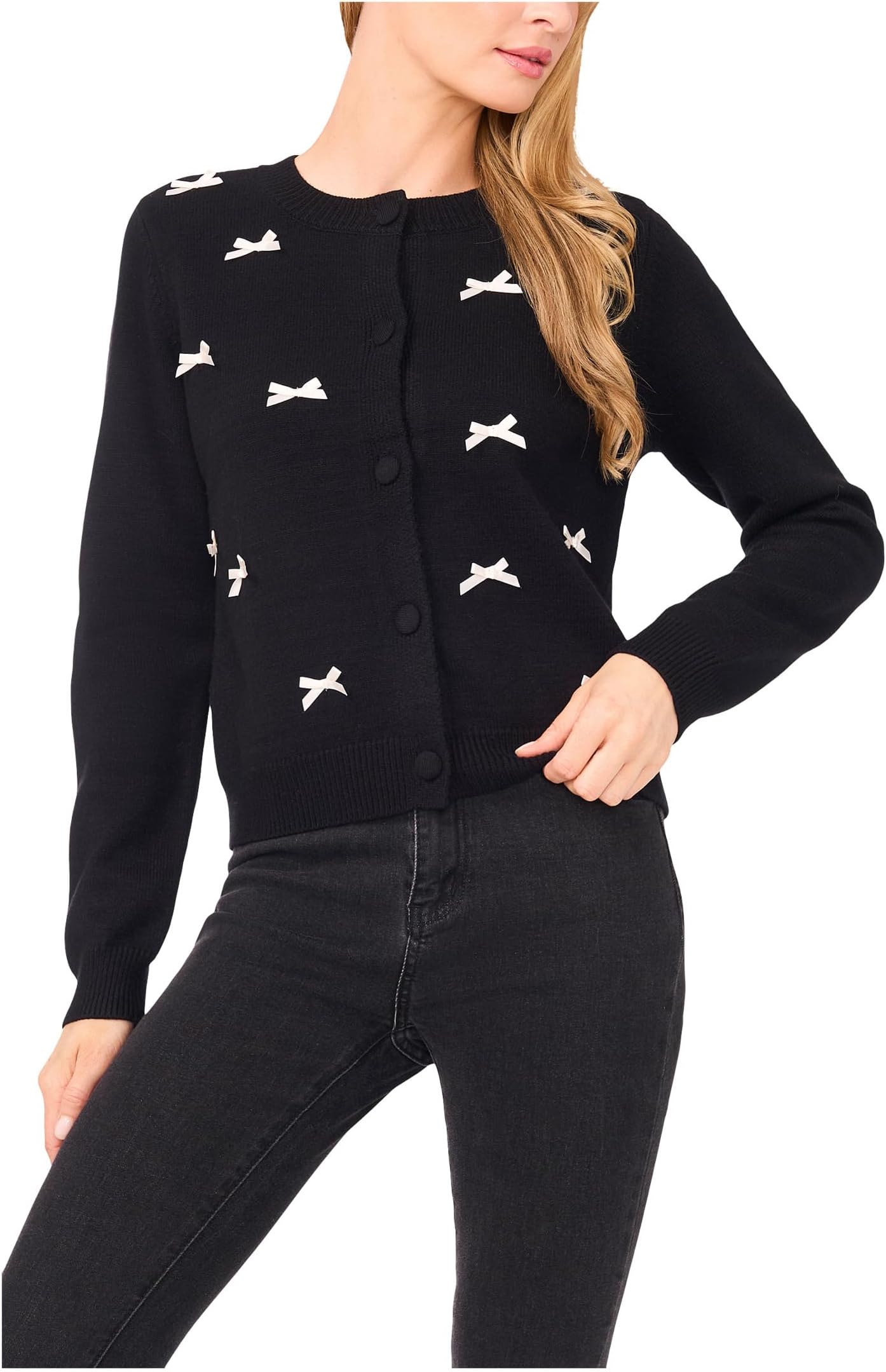 

Кардиган CeCe Ribbon Applique Cardigan, цвет Rich Black