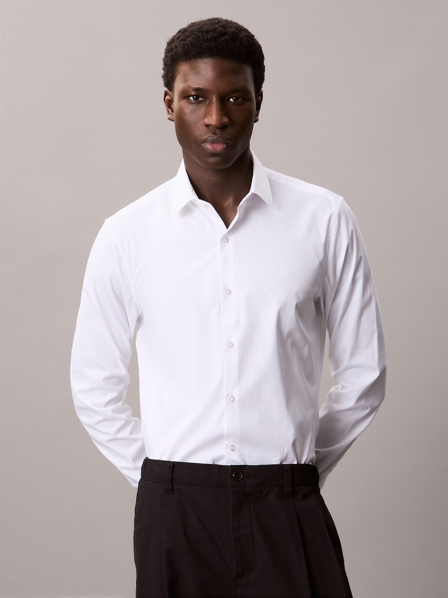 Рубашка делового кроя Slim Fit Calvin Klein ESNTL, белый — фото 2