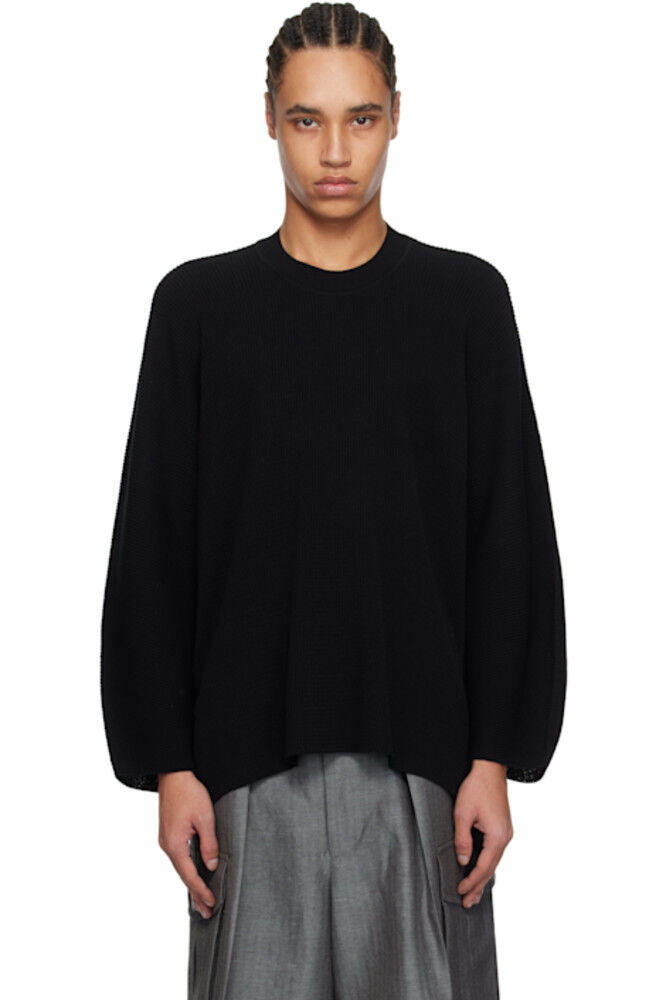

Черный плотный свитер из хлопчатобумажной пряжи HOMME PLISSÉ ISSEY MIYAKE