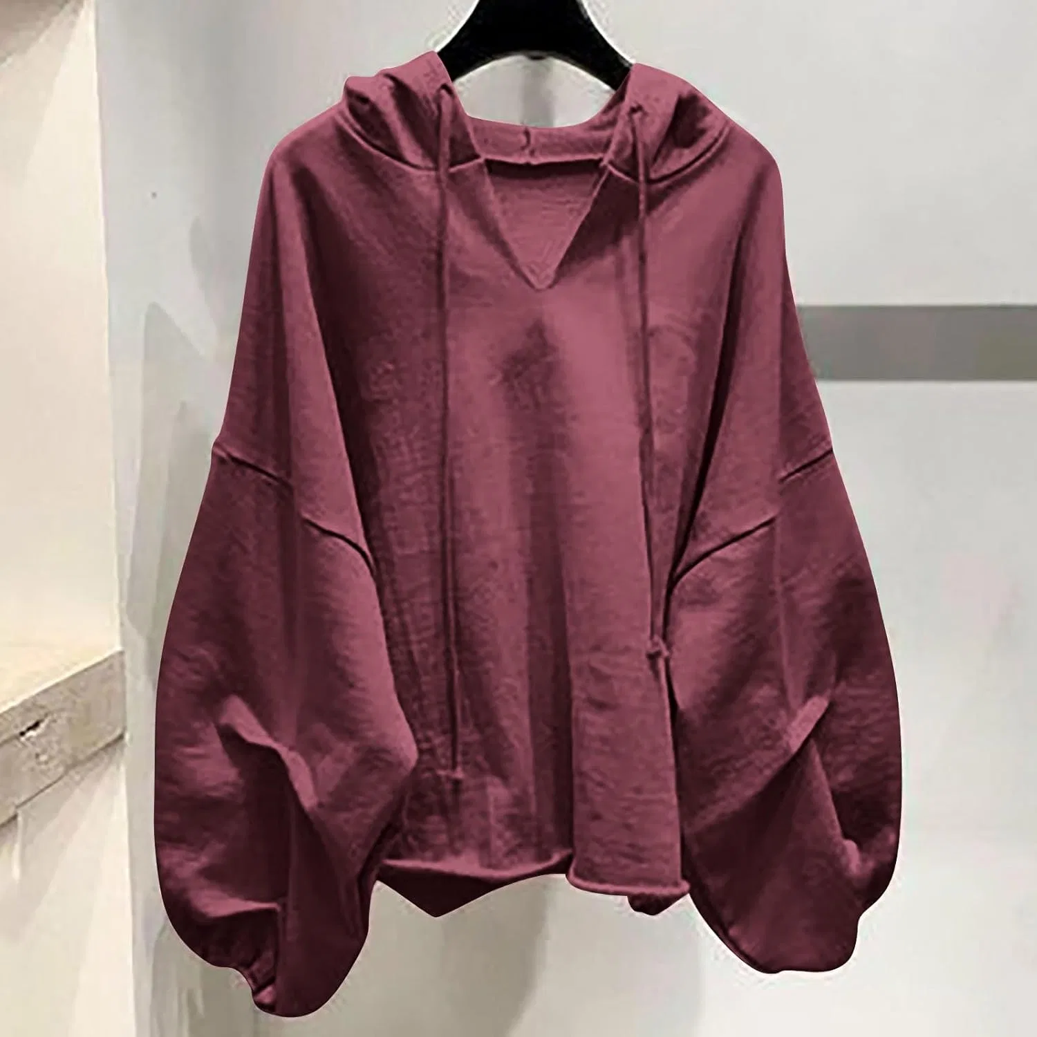 Женская худи с длинным рукавом, свободный крой, D-785 Burgundy Wine — фото 2