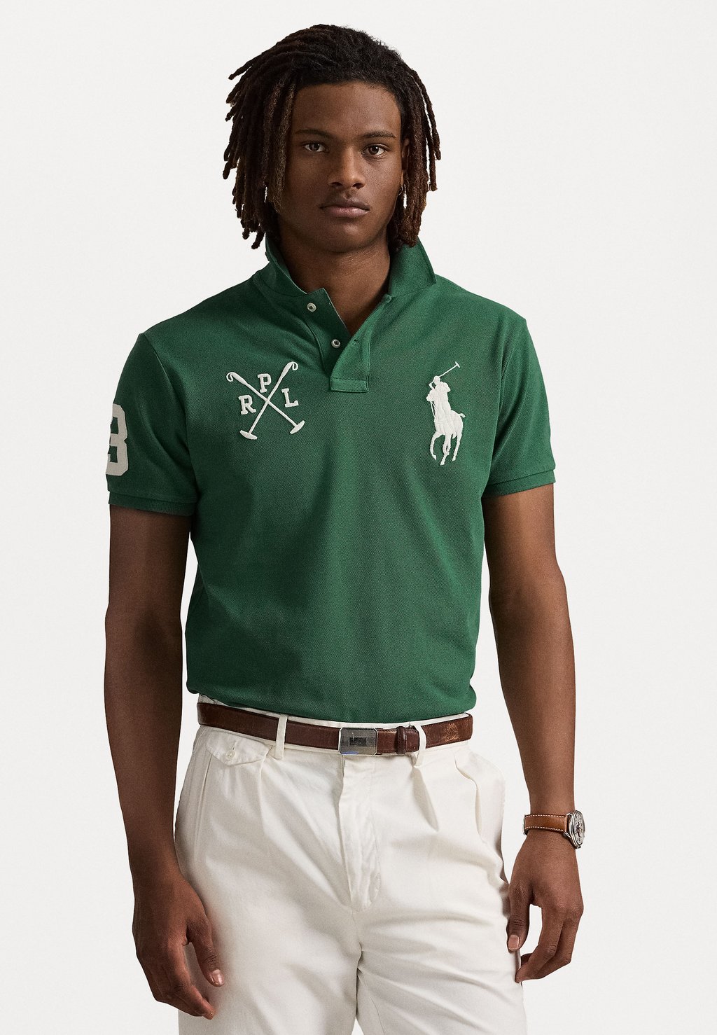 

Поло Custom Slim Fit Big Pony Mesh Polo Ralph Lauren, зеленый