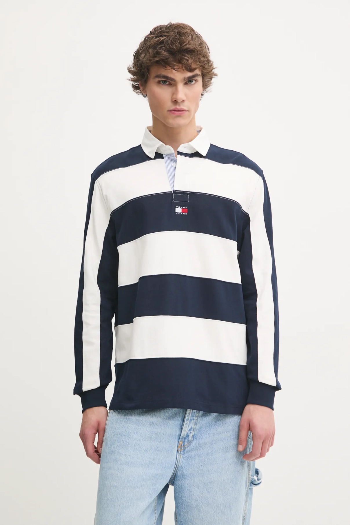 

Хлопковый топ с длинными рукавами Tommy Jeans, темно-синий