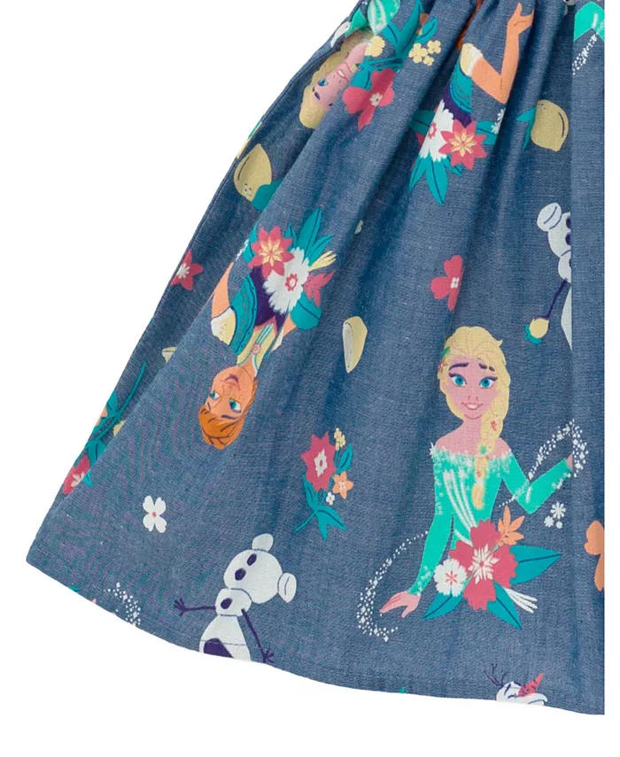 Платье-клеш для девочки Toddler Girls Disney Minnie Mouse Mickey Mouse Daisy Lilo & Stitch Princess Belle Ariel из денима Frozen, синий — фото 4