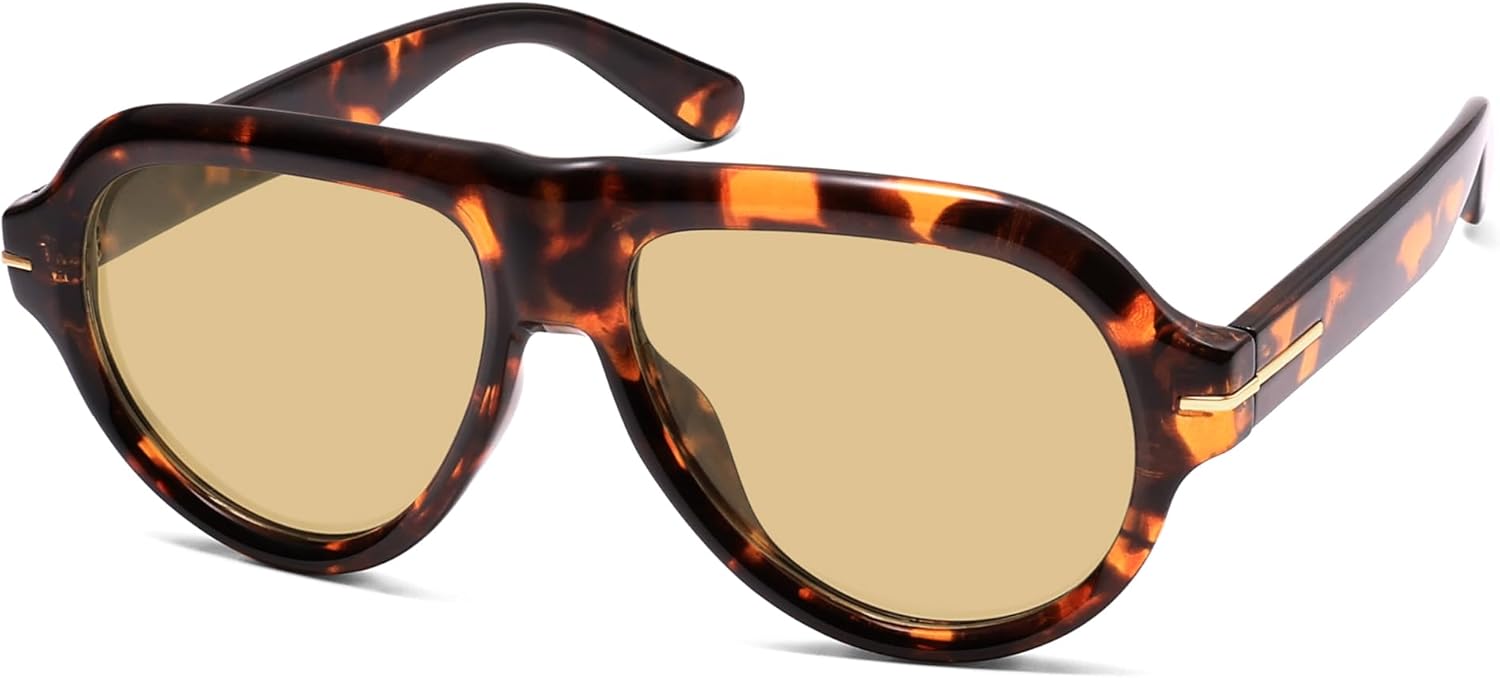 

Поляризованные солнцезащитные очки-авиаторы, модные ретро-очки для женщин и мужчин в стиле 90-х, классические винтажные солнцезащитные очки AR82379 HERJOUR, Tortoise/Yellow