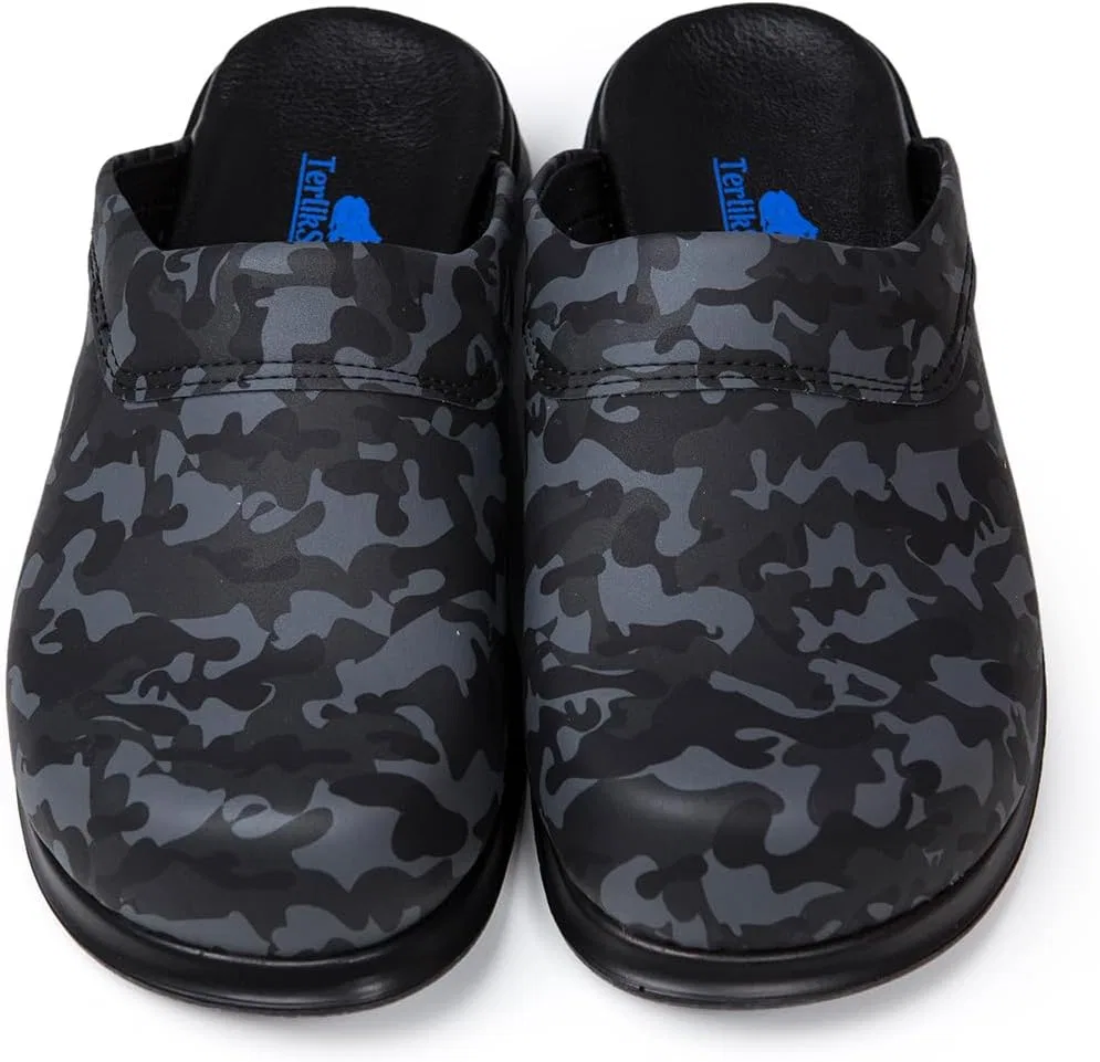 Мужские кожаные сабо-мюли Terlik Sabo Classic ST070 terlik sabo ortopedik terlik, Dark Camouflage — фото 2