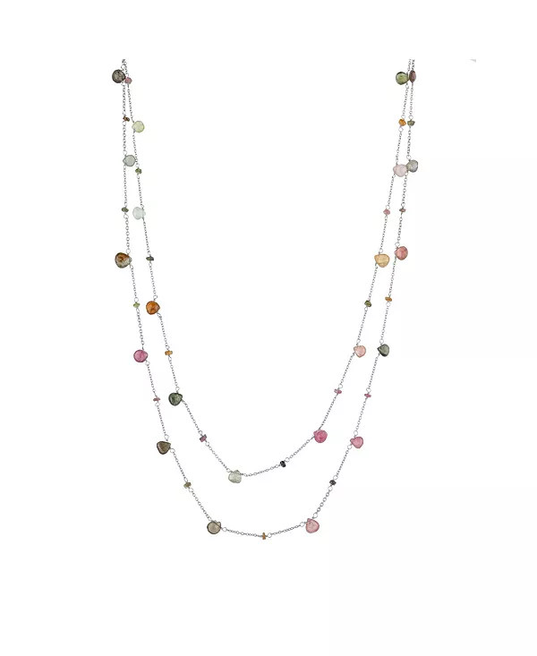 

Двухслойное ожерелье из стерлингового серебра с турмалином Spero London, silver