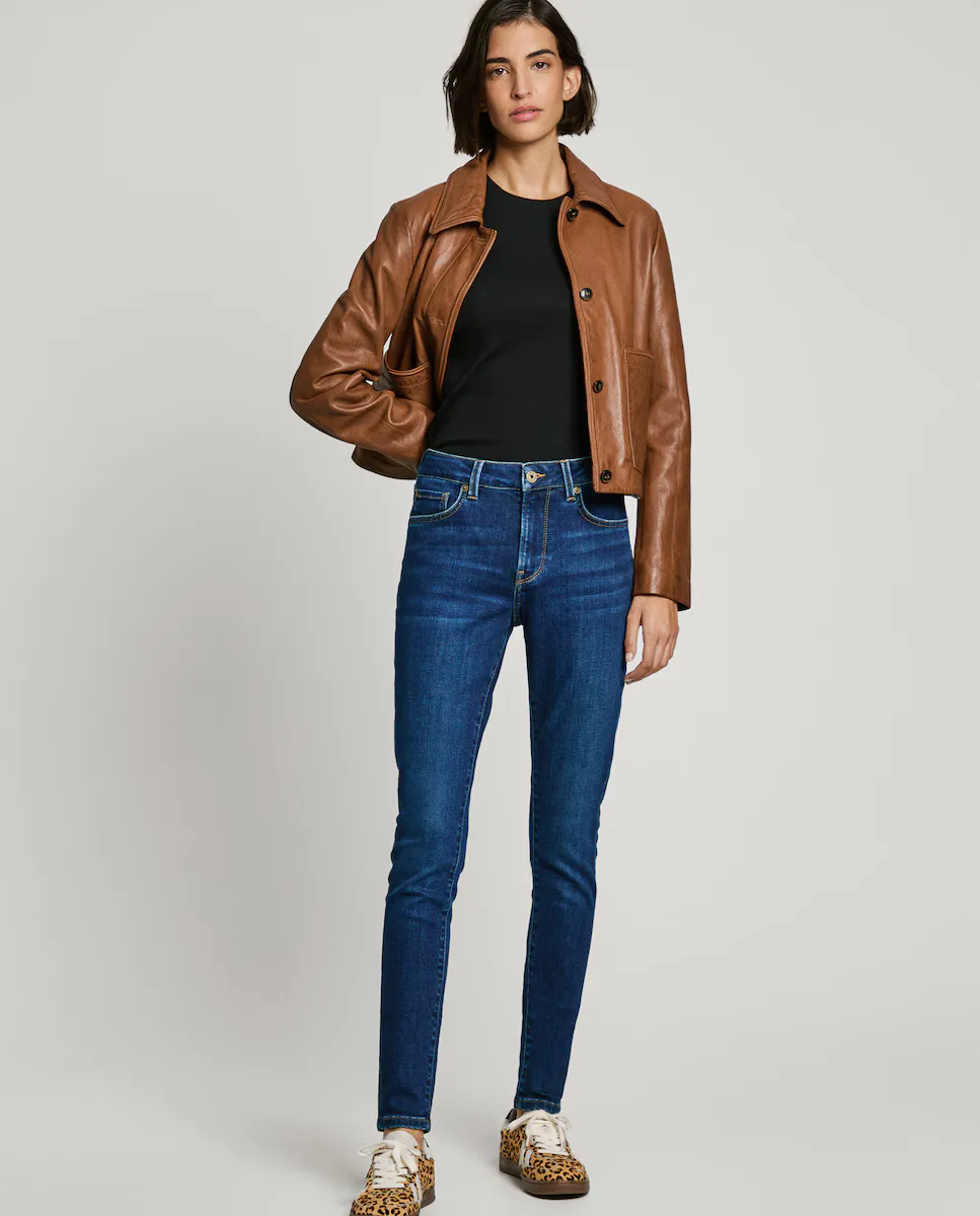 

Женские джинсы скинни с эффектом потертости средней посадки Pepe Jeans, синий