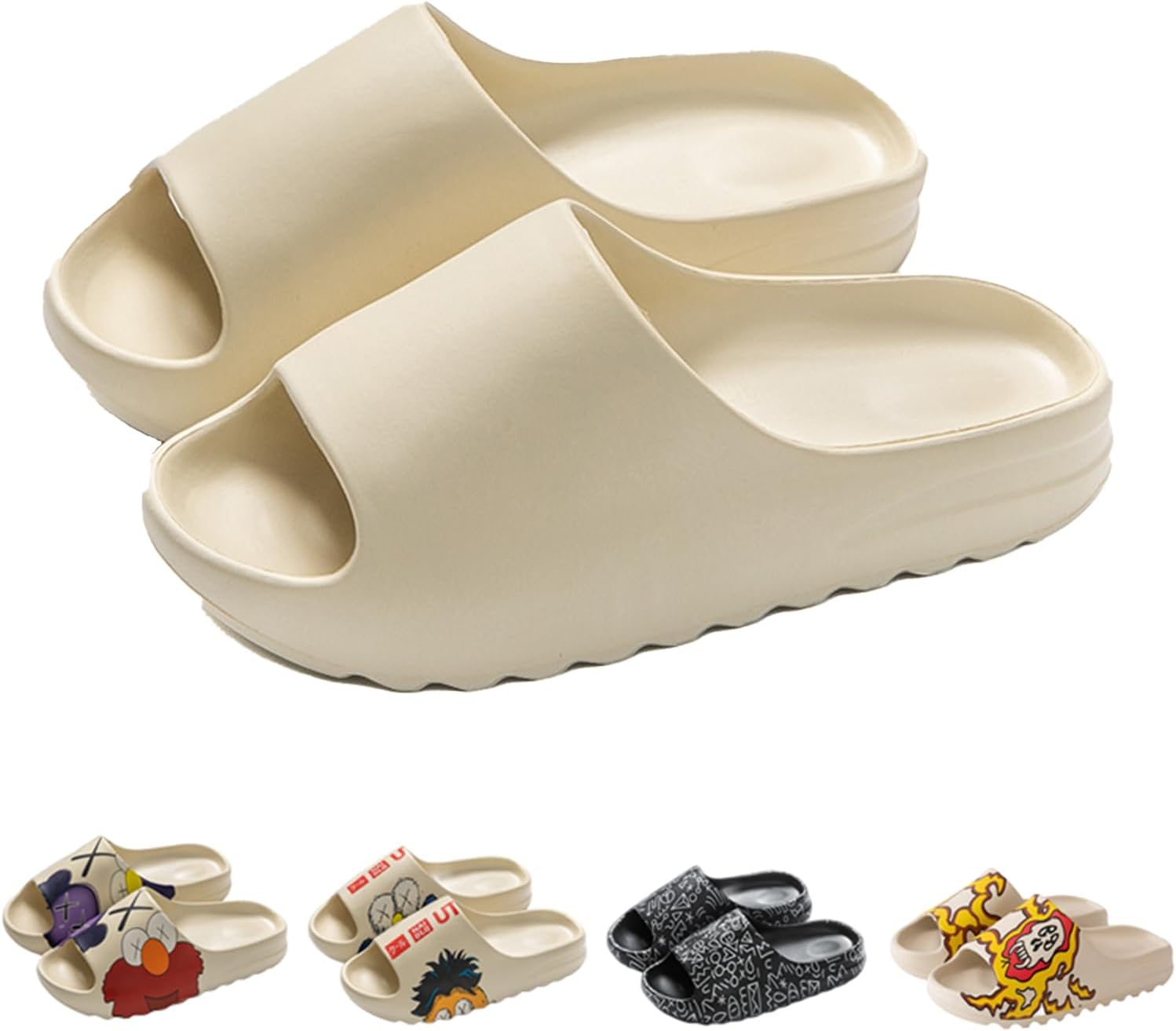 

Шлепацы LZKHW для женщин и мужчин, быстросохнущие шлепанцы с открытым носком, толстые мягкие шлепанцы, пляжная обувь, водонепроницаемые нескользящие сандалии для дома и улицы, белый