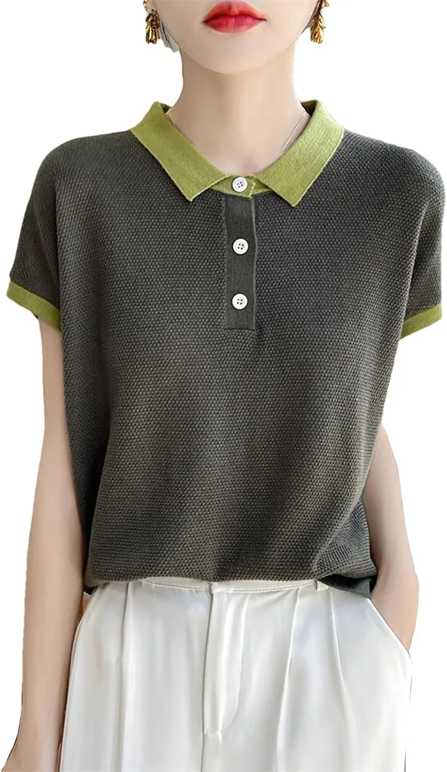 

Женская летняя короткая блуза с воротником