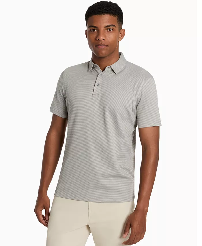 

Мужская поло с текстурной вязкой и двухцветным дизайном Slim-Fit Kenneth Cole, серый