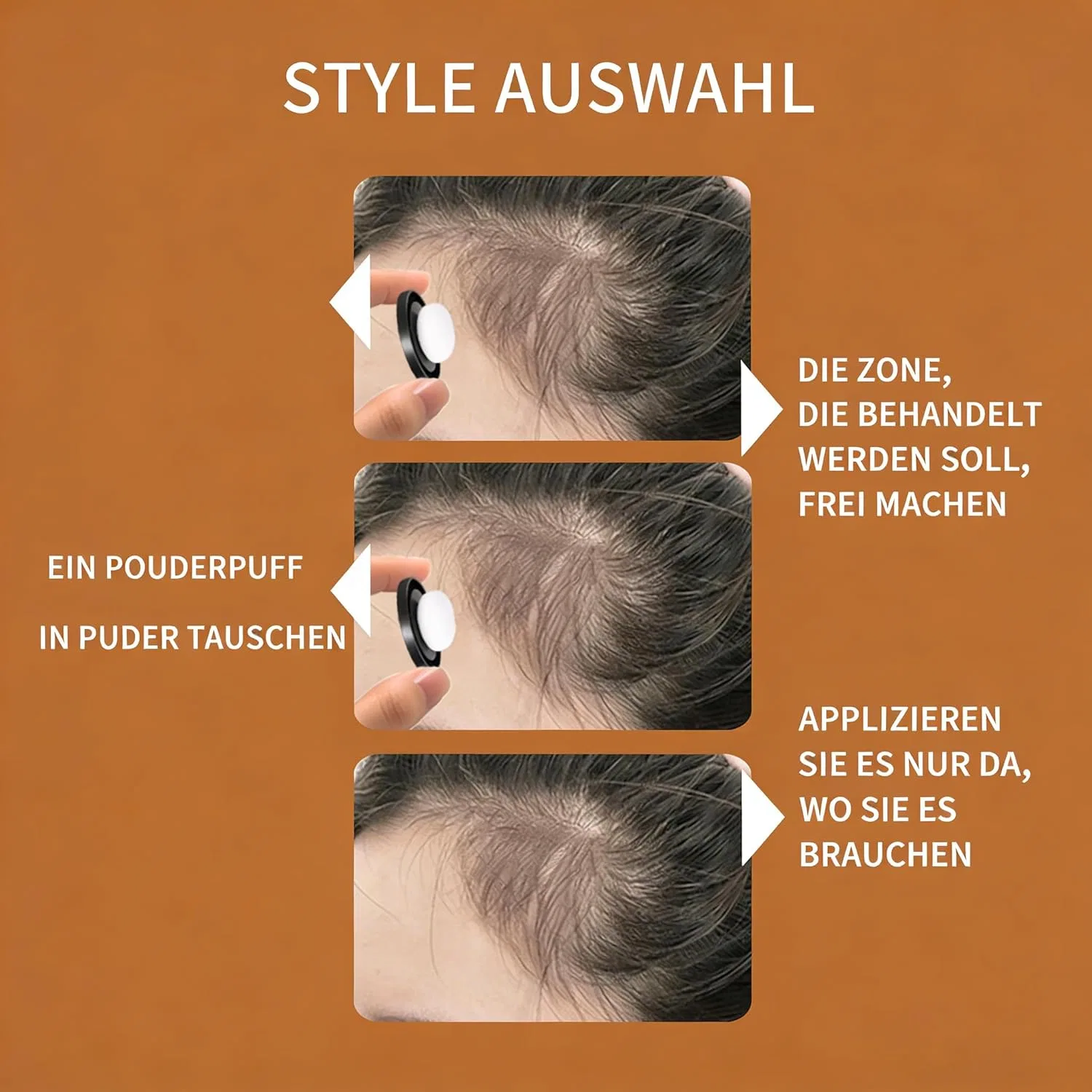 Пудра для маскировки корней и седины Avellio Instant Root & Grey Hair Cover Bergxperten, Black*1 — фото 3