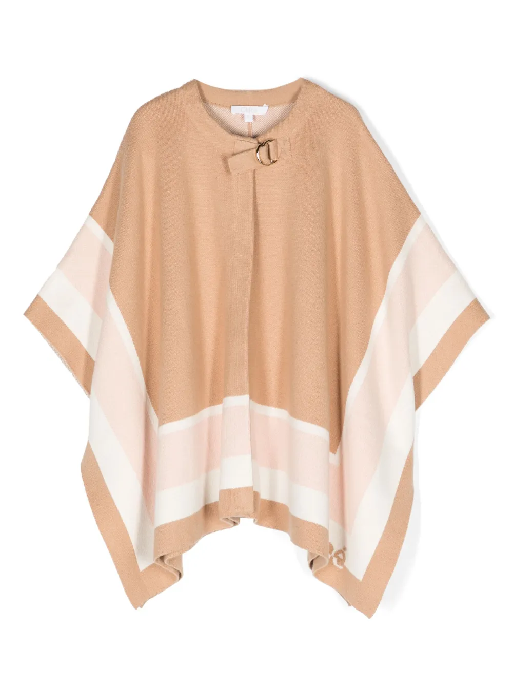 

Пончо асимметричного кроя с отделкой в полоску Chloé Kids, коричневый