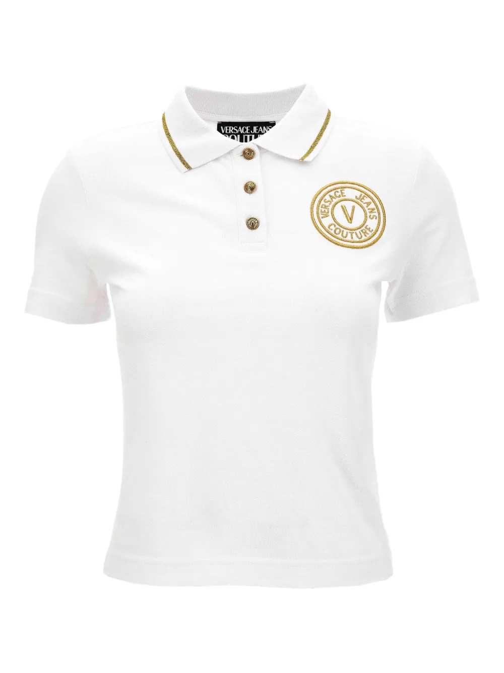 

Рубашка поло с вышитым логотипом Versace Jeans Couture, белый