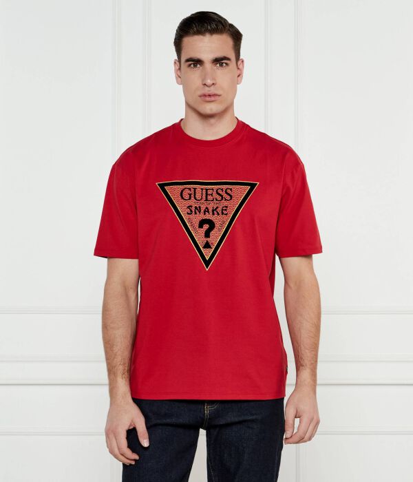 

Футболка мужская Guess Jeans с надписью, красный