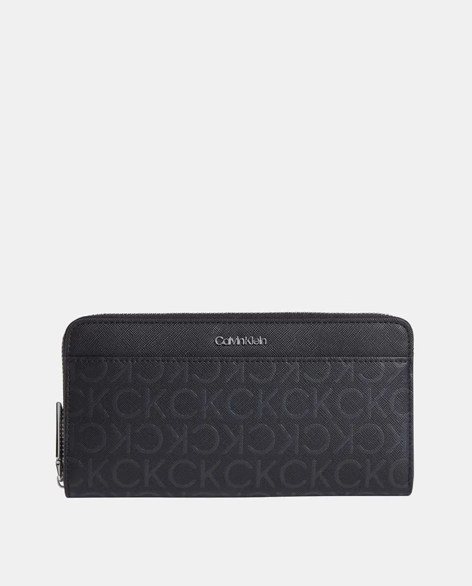 

Кошелек с монограммой и металлическим логотипом спереди Calvin Klein, черный