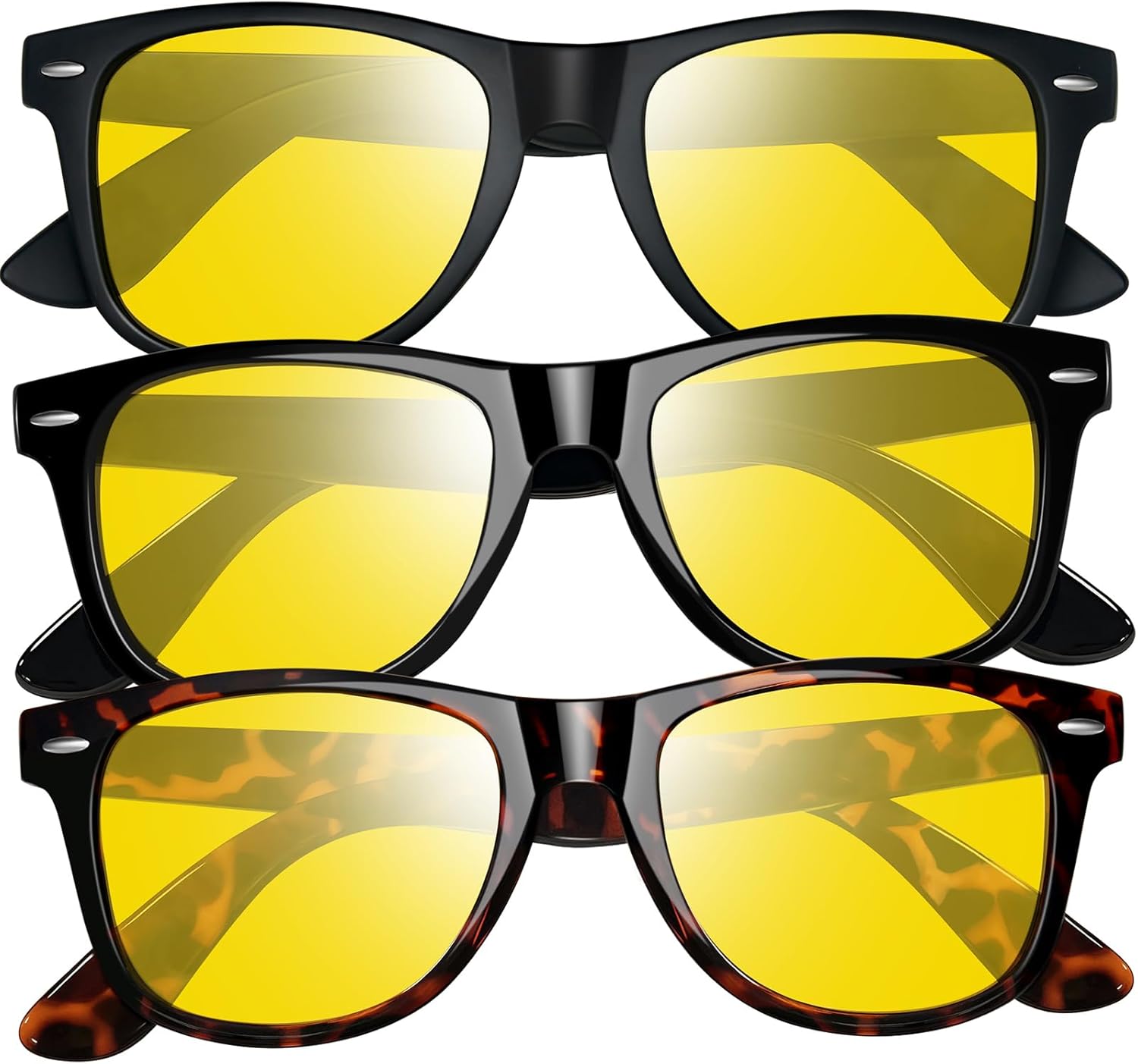 

Набор из 3 квадратных солнцезащитных очков Joopin с поляризацией и защитой от УФ-излучения. Модные солнцезащитные очки для женщин и мужчин, H19-night Vision (Black+glassy +Leopard)