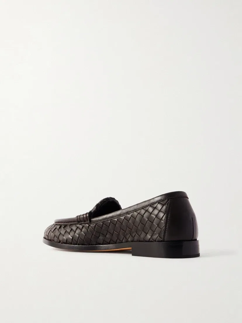 Кожаные лоферы Silenzio intrecciato BOTTEGA VENETA, коричневый — фото 3