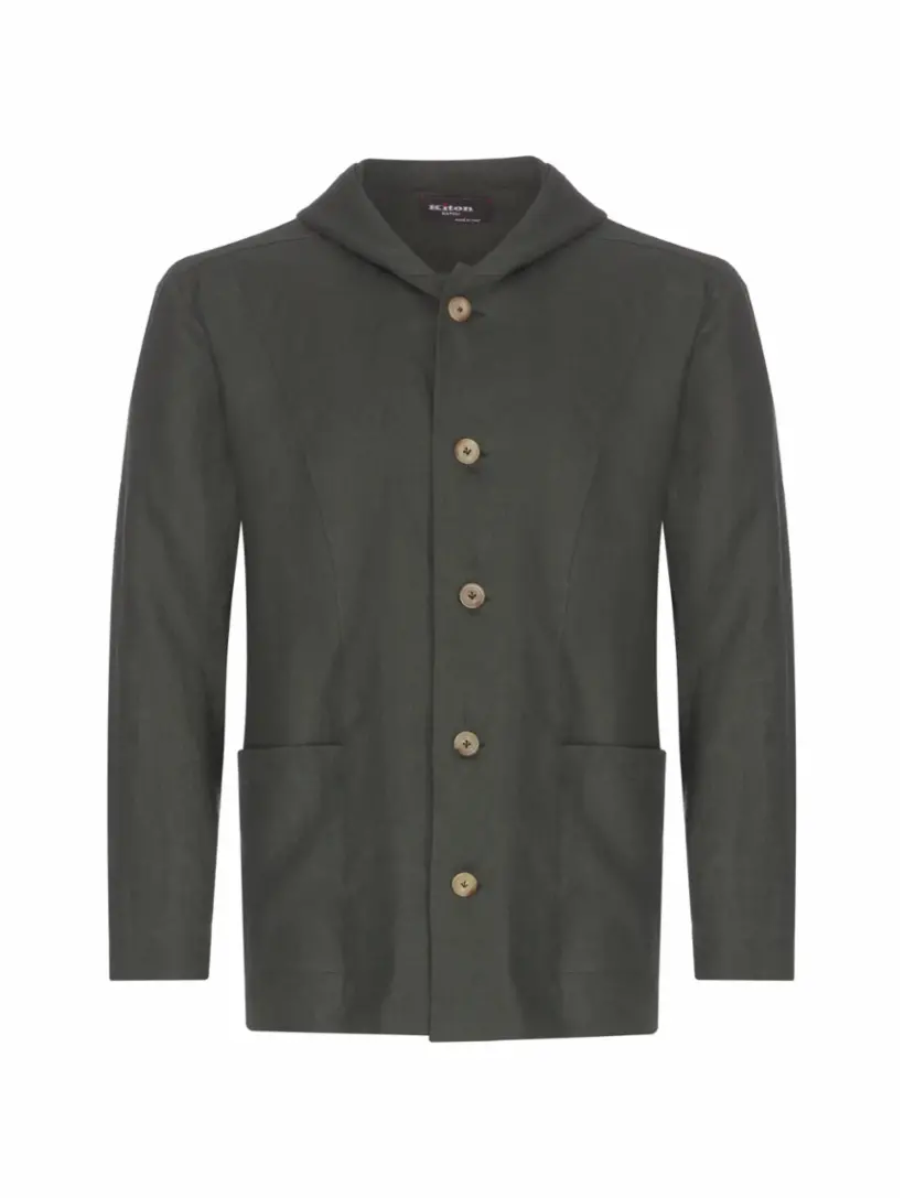 

Льняная рубашка с капюшоном Kiton, зелёный