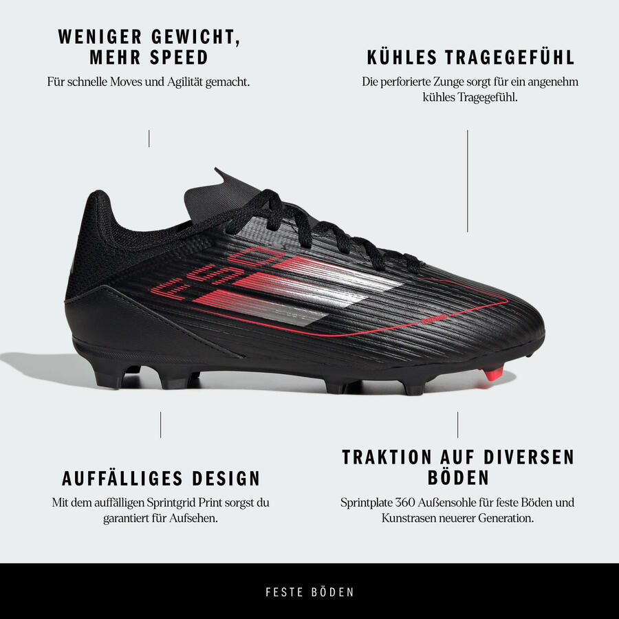 ADIDAS Детские футбольные бутсы FG/MG - F50 League чёрные — фото 3