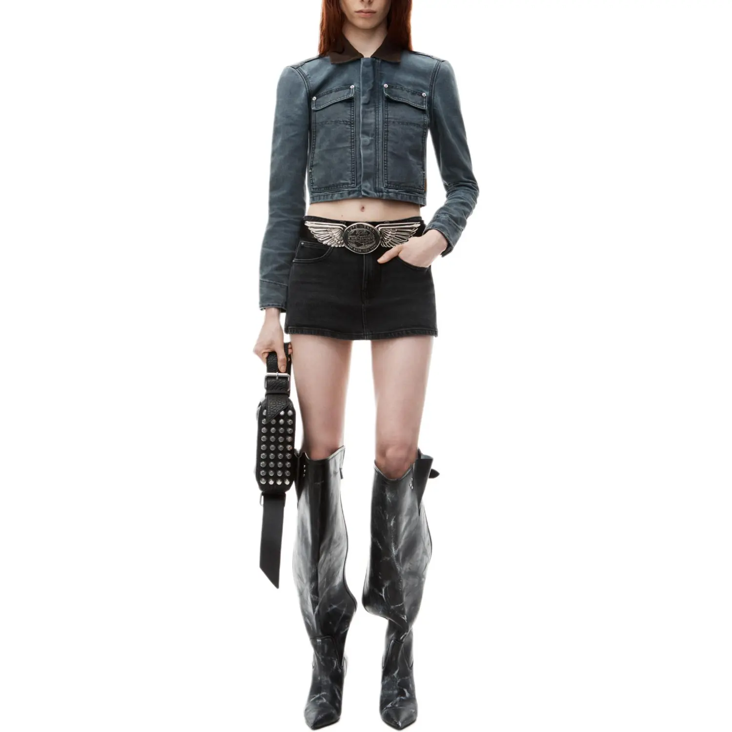 Средняя посадка эластичная юбка-шорты grey aged Alexander Wang, черный — фото 4