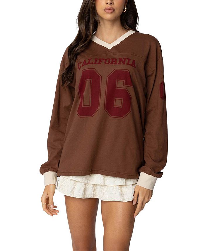 

06 Футболка с длинным рукавом оверсайз Edikted, коричневый