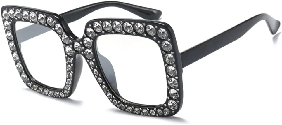 

Женские солнцезащитные очки Armear Trendy с квадратной оправой и стразами, увеличенным размером линз, дизайнерской градиентной оправой, 67 мм, Clear Lens