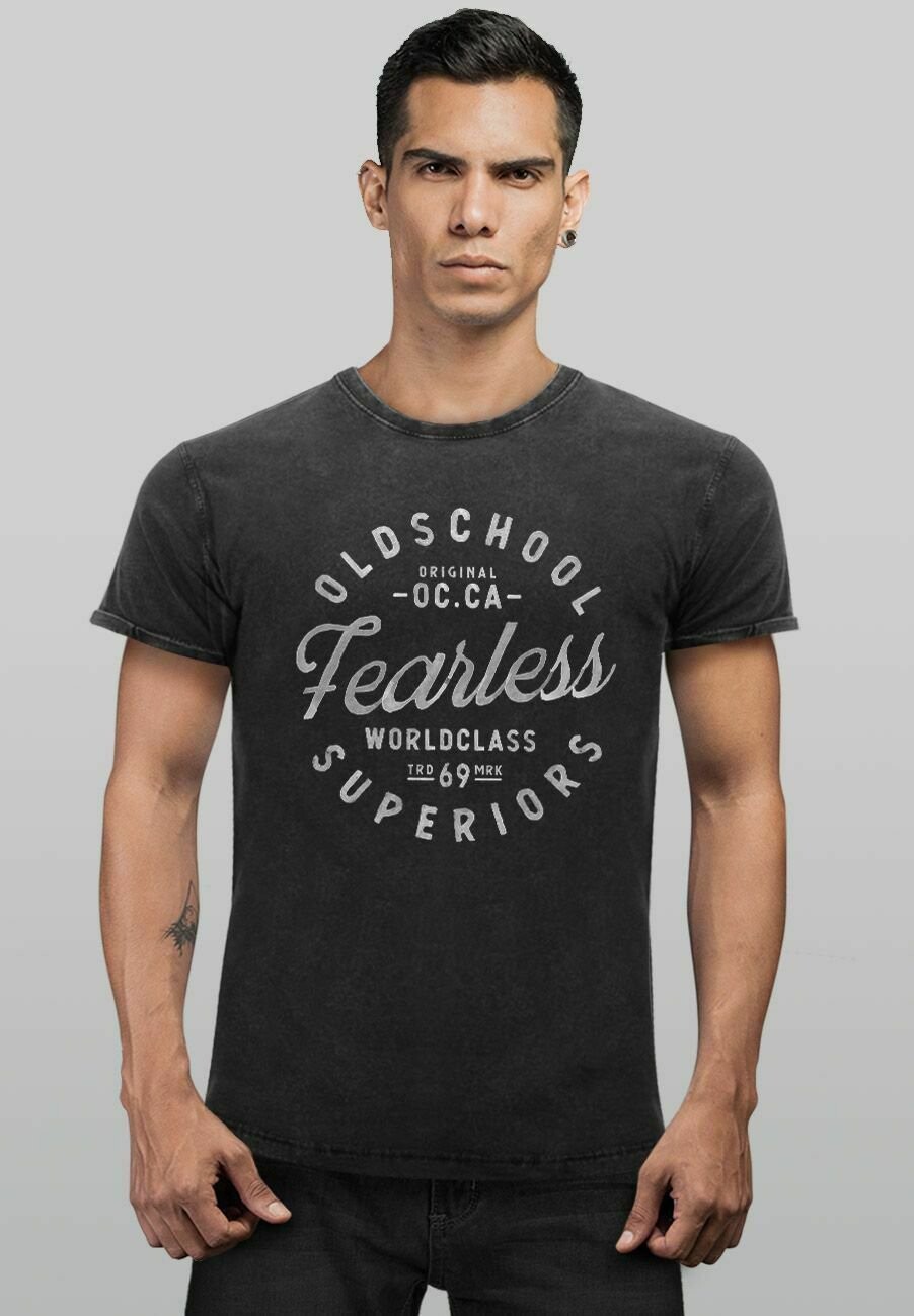 

Футболка с принтом VINTAGE AUFSCHRIFT OLDSCHOOL FEARLESS RETRO Neverless, черный