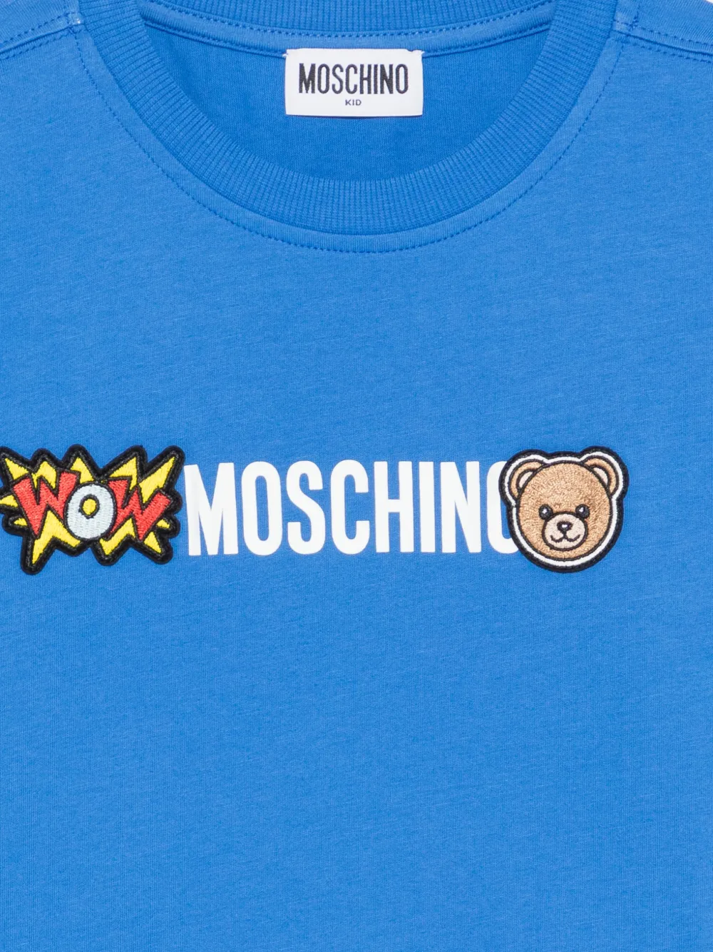 Футболка с нашивкой-логотипом Moschino Kids, синий — фото 3
