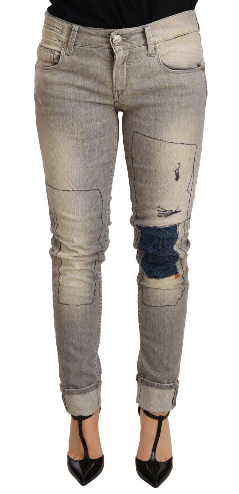 

Acht Хлопок Slim Fit Подгибка Hem Женские синие Женские брюки