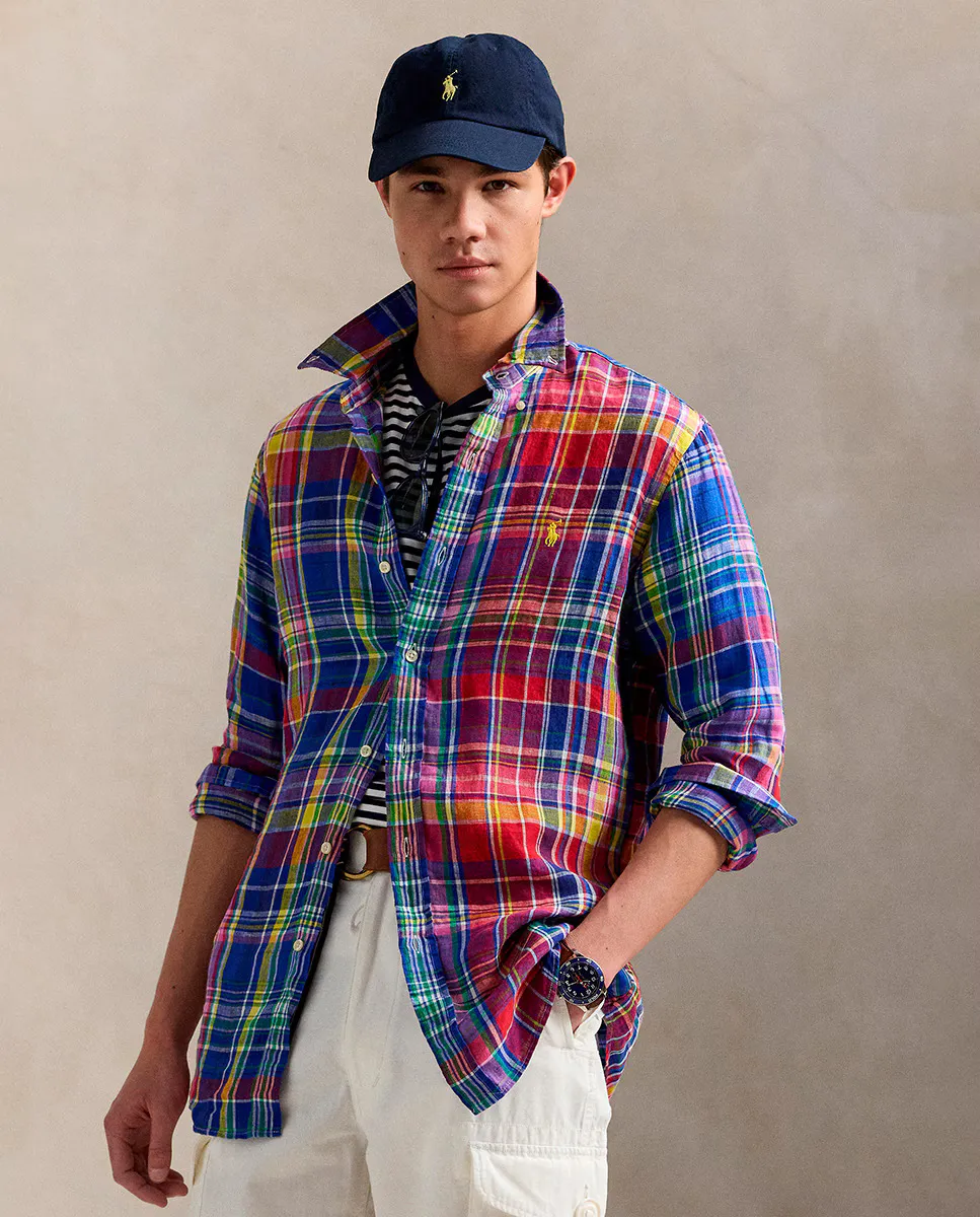 

Льняная мужская рубашка прямого кроя Polo Ralph Lauren, красный