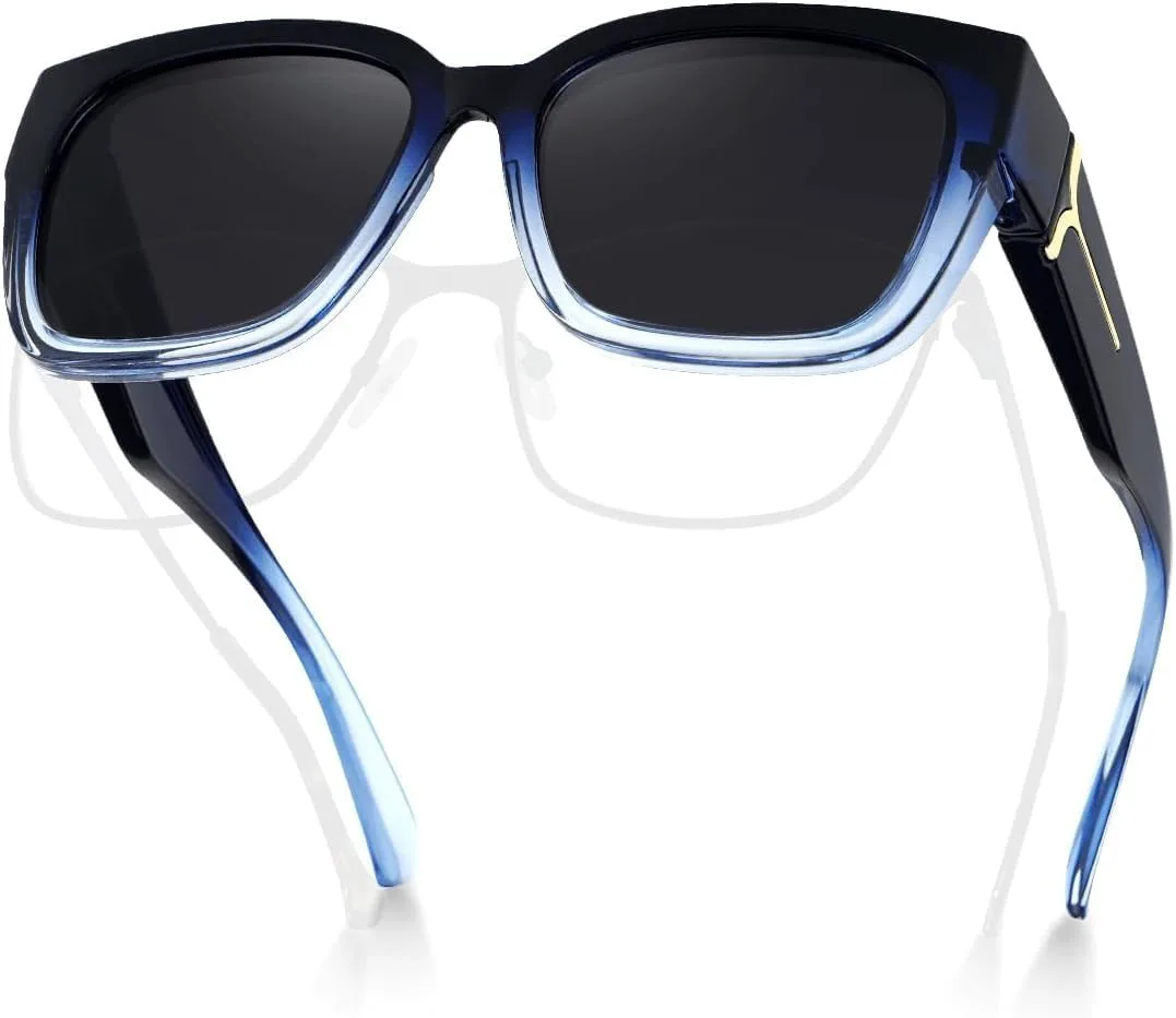 

Поляризованные солнцезащитные очки Meeloog для женщин с защитой от УФ-излучения, модные квадратные очки-обтекатели для вождения и езды, P1 Navy Frame/Grey Lens