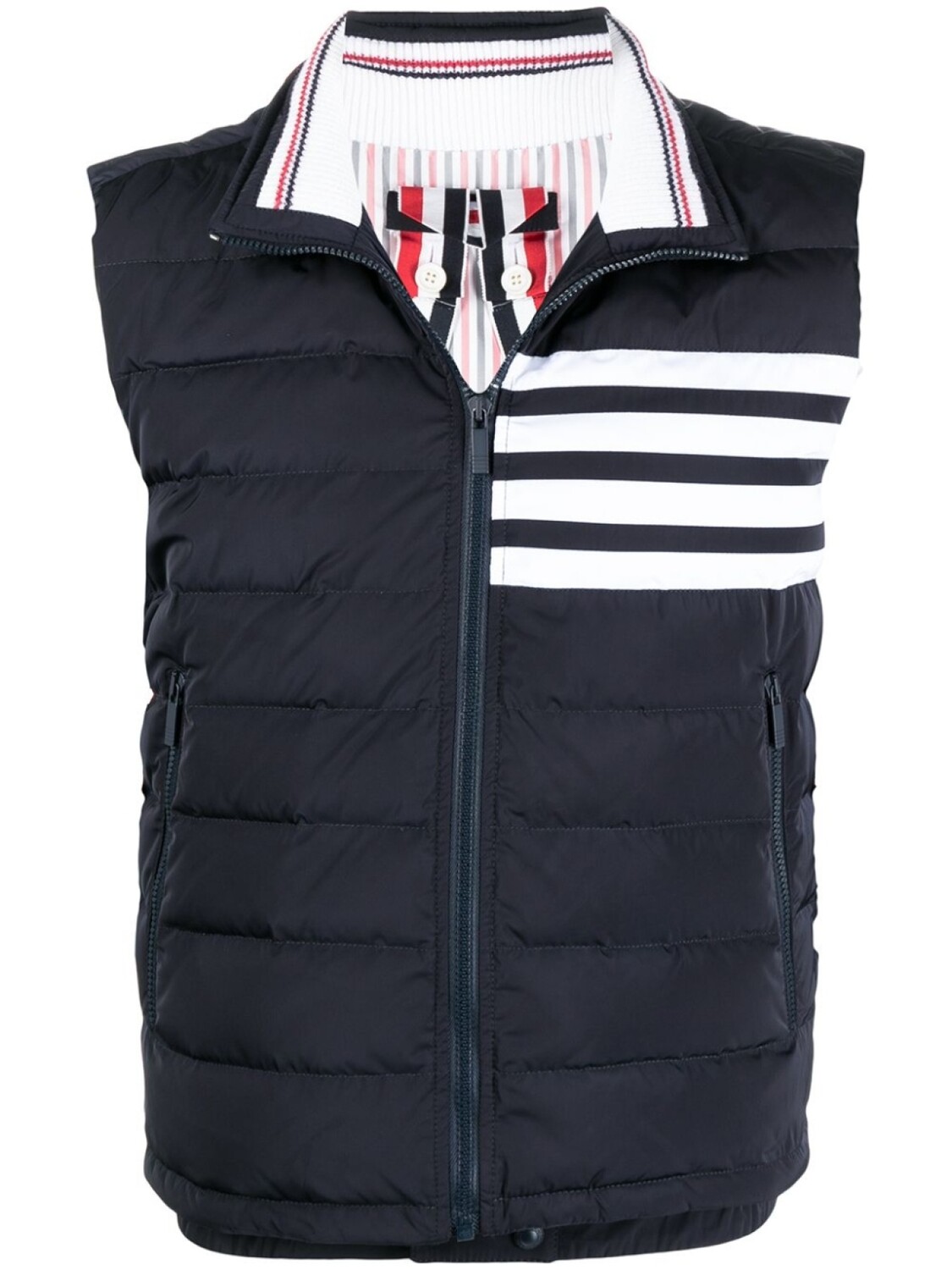 

Thom Browne дутый жилет с полосками 4-Bar, синий
