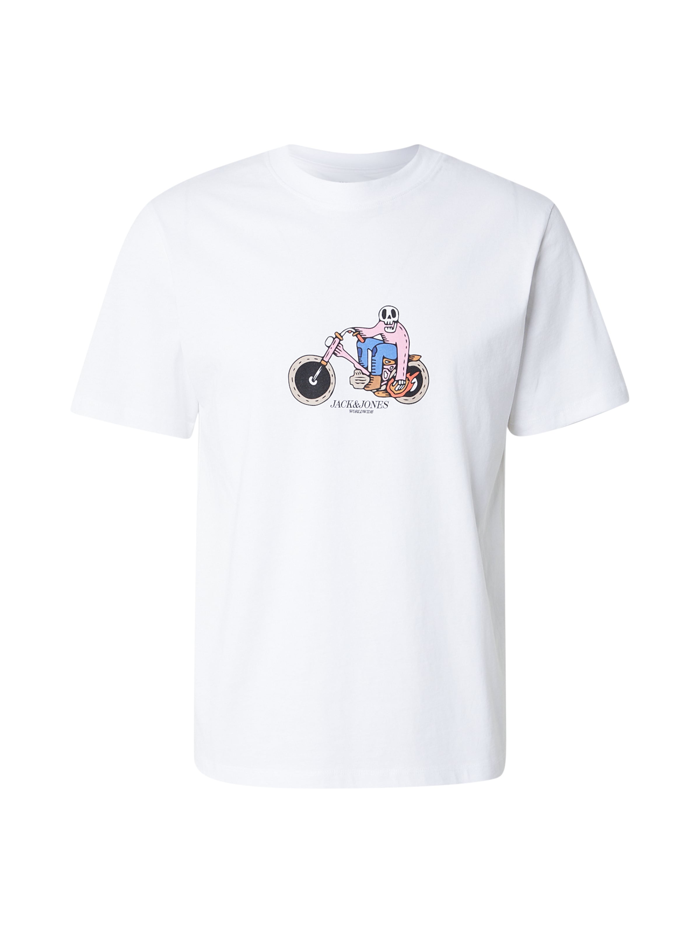 

JACK & JONES Футболка 'JORCATSKILLS SKULL' в белом цвете